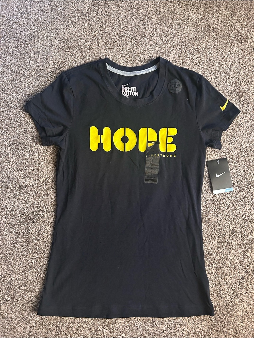 Nike Black Short Sleeve Tee with Yellow HOPE Graphic